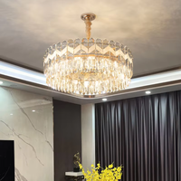 Lustre LED rond en cristal doré pour intérieur, avec une luminosité élevée, éclairage moderne pour salon, hall, montage au plafond