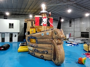 Château gonflable en PVC ignifugé d'extérieur, terrain <span class=keywords><strong>de</strong></span> jeu gonflable pour enfants, thème <span class=keywords><strong>de</strong></span> <span class=keywords><strong>bateau</strong></span> <span class=keywords><strong>pirate</strong></span>, parcours d'obstacles - Product Image 3