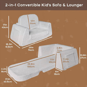Giving Tree Kids <b>Folding</b> Sofa <b>Bed</b> With Handrails Removable Washable 2 Years And Above - Product Image 3