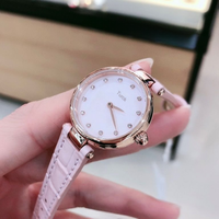 Montre à quartz élégante pour femme Turck, boîtier en acier inoxydable rose nacré, bracelet en cuir, cadran à aiguilles chronographe