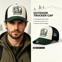 Casquette de camionneur en coton pour homme, style vintage, avec patch brodé chèvre des montagnes, idéale pour la chasse, le camping et la randonnée