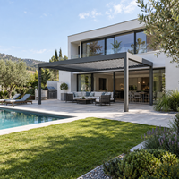 Pergola bioclimatique moderne en aluminium imperméable de taille 6x4 avec toit à lames orientables pour terrasse et protection solaire