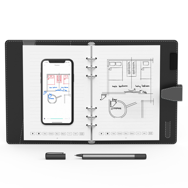 MOQ 1 A5 PU Notepad Cloud Storage Electronic Digital Writing Erasable Sync Pen Smart Notebook With App
