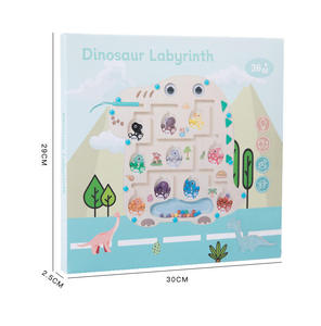 กระดานเขาวงกตไดโนเสาร์ทำจากไม้มอนเตสซอรี่ของเล่นสำหรับเด็กเพื่อการศึกษาการเรียงลำดับสีคำแนะนำสำหรับตำแหน่งเดินต่อเด็ก - Product Image 6