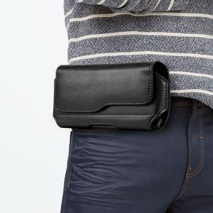 Hot Selling Plain Outdoor PU <strong>Leather</strong> Hiking <strong>Pouch</strong> Waist Position Mobile Cell Phone Belt Holder Bag for iPhone 16 Pro Max for Men - Product Image 1