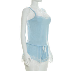 Viviblook Y26ST086 Conjunto Casual de Verano para Mujer, Nuevo Conjunto de Dos Piezas con Encaje, Sin Mangas, con Tirantes y Pantalones Cortos - Product Image 3