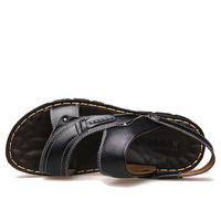 Nouvelle Collection Été Sandales en Cuir Véritable pour Hommes Chaussures de Plage Décontractées Tongs Antidérapantes Sandales Pieds Doubles Usages