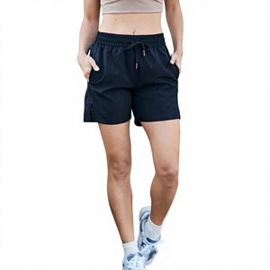 Women's High Waist Drawstring Shorts Pockets Solid Color Casual Knitted Satin 180g Breathable Workout Shorts Bangladesh - Product Image 5
