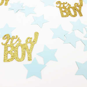 100 Piezas de Confeti de Doble Cara para Baby Shower y Revelación de Género, Letras con Forma de Espray de Confeti con la Frase '<span class=keywords><strong>Es</strong></span> Niña/<span class=keywords><strong>Es</strong></span> Niño' y Decoraciones de Estrellas Brillantes - Product Image 6