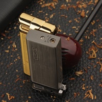 Briquet à gaz rechargeable en alliage pour pipe, flamme oblique, pour fumer la pipe à tabac, vente en gros