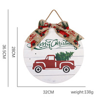 Nouvelle Décoration Murale Ronde en Bois pour Noël avec Nœud, Plaque de Porte Intérieure Décorative de Noël pour la Décoration Murale de la Maison