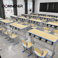 Bureau d'école double réglable en hauteur, mobilier pour étudiants, idéal pour les salles de classe et la formation – Direct Usine