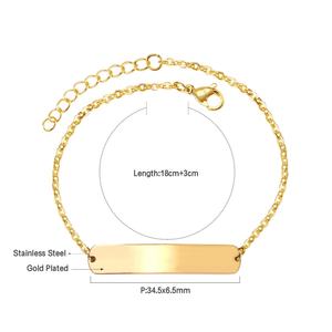 Bracelet chaîne plaqué or 18 carats personnalisé en gros, logo gravé au laser, bijoux classiques géométriques en acier inoxydable - Product Image 3