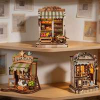 Kit de maison de poupée miniature en bois créatif à faire soi-même, modèle de maison miniature 3D à assembler avec lumière LED, jouet artisanal décoratif de bureau