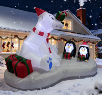 Hélicoptère de Noël gonflable lumineux avec Père Noël gonflable sur un avion, décoration de fête de Noël parfaite