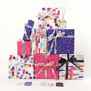Rollo de papel de regalo recubierto de cumpleaños de 80GSM al por mayor 43 300cm tejido de regalo de lujo personalizado - Product Image 5
