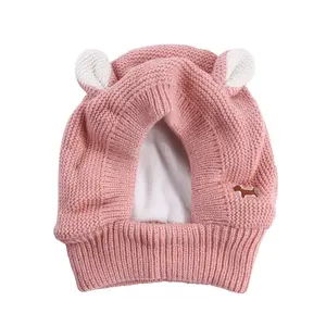 Hot new pet head cover autumn and winter rabbit ears and cashmere knitted large dog hair warm windbreak hat