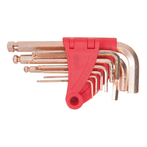 BRONZEplus Jeu de 8 clés hexagonales mâles avec tête sphérique sur support finition bronze - Product Image 1