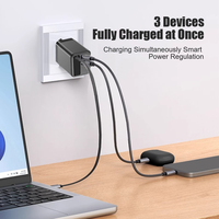 Cargador de 45W Retráctil, Disponible en Stock, Cable USB-A a Tipo C de 70cm, Enchufe Universal para EE. UU./UE/Reino Unido, Carga Rápida PD con Protección OCP