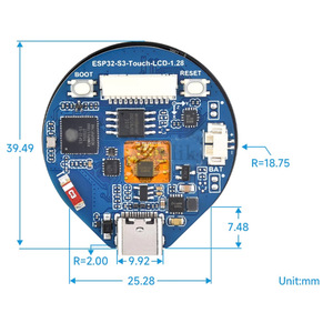 Sanlik mới ban đầu ESP32-S3 ban phát triển Hội Đồng Quản Trị Kích thước nhỏ gọn, gia tốc và con quay hồi chuyển cảm biến 1.28inch Vòng cảm ứng LCD - Product Image 4