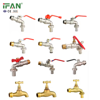 IFAN Robinet Pleine Taille Couleur Laiton, Robinet de Machine à Laver en Laiton pour Jardin, Robinet d'Arrosage en Laiton, Robinet Bibcock