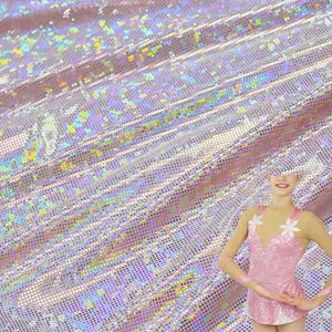 MOQ 없음 밝은 빛나는 금속 호일 홀로그램 미스틱 도트 4 웨이 스트레치 폴리 아미드 스판덱스 수영복 체조 레오타드 원단 - Product Image 1