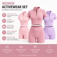 Ensemble de vêtements de yoga et de fitness personnalisé en 3 pièces pour femmes, ensembles de sport, veste à manches courtes zippée et short, survêtement pour femmes