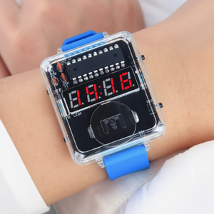 Reloj Electrónico DIY Transparente Creativo con Microcontrolador, Pantalla Roja, Tubo Digital, Unisex, Divertido - Product Image 1