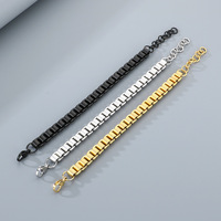 Bracelet unisexe pour couple, en acier inoxydable, fait main, plaqué or, à maillons géométriques