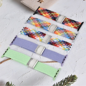 ShanHai Braided Solo Loop Strap for Apple Watch Band 44mm 40 42mm Nylon Elastic Fabric Bracelet for IWatch Serie SE 6 5 4 3 2021