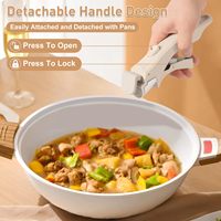 Poignée universelle amovible et détachable pour ustensiles de cuisine, résistante à la chaleur, compatible four, en plastique écologique, couleur crème