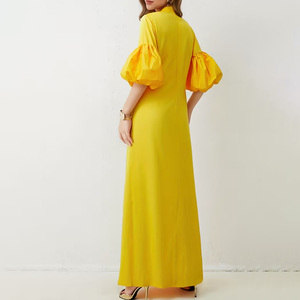 Elegant Mock Neck Maxi Dress Women <strong>Lantern</strong> Sleeve Digital Flower Print Evening Gown Manufacturer Custom Formal Party Apparel - Product Image 3