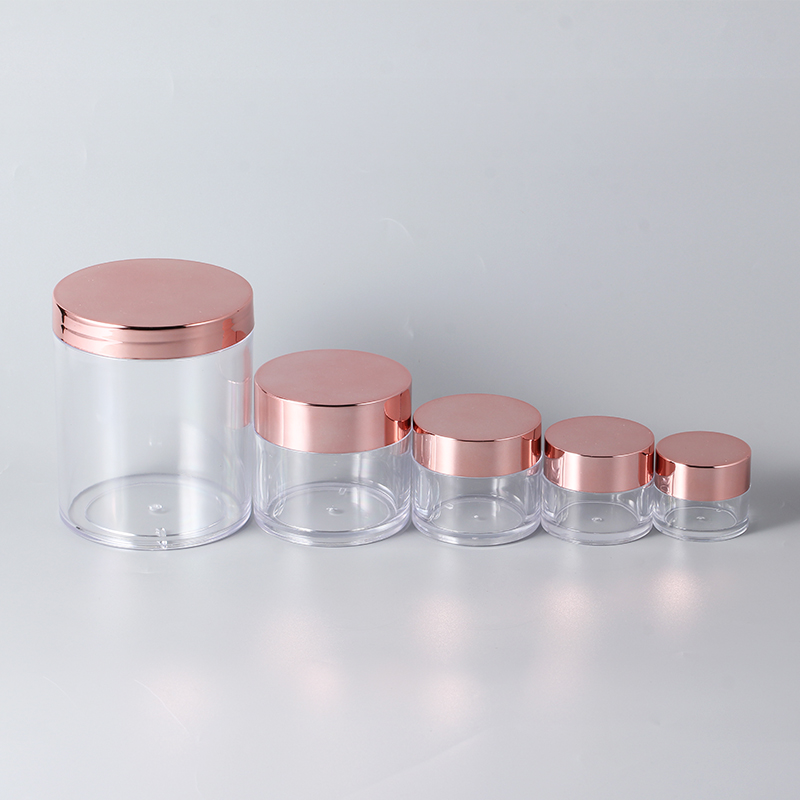 30ml 60ml 120ml 500ml 8oz 16oz Clear Ps Plastic Cosmetic Cream Jar Lip Scrub Pink Gold Lids Acrylic Powder Jars Nail Dip Powder