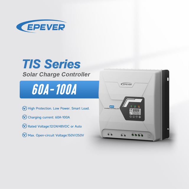 2026 New TIS Series 12V 24V 48V Auto Solar Panel Regulator 60A 80A 100A MPPT Solar Charge Controller with WIFI APP