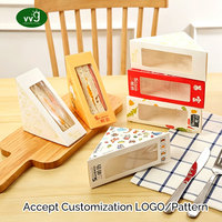 Boîte à sandwich triangulaire jetable en papier kraft de qualité alimentaire VVG avec fenêtre, emballage à emporter pour petit-déjeuner, restaurant