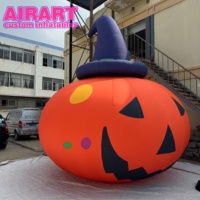 Décoration suspendue gonflable géante : sorcier citrouille, citrouille géante de dessin animé avec chapeau de sorcière