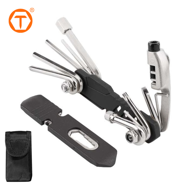 13 in 1 Lightweight Portable Steel Multi-functional Small Edc Bicycle Repair Folding Bike Multi Tool Kit for Cycling