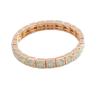 Bracelet large élastique de luxe pour femme, plaqué or, avec étoiles multicolores incrustées de cristaux AB, accessoires de fête - Product Image 5