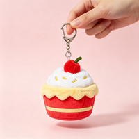 Porte-clés en peluche personnalisé avec logo, motif cupcake fruit mignon, jouet en peluche doux, breloque de sac, mini porte-clés en peluche personnalisé, cadeaux