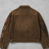 Veste en jean brodée de strass pour homme, veste en jean personnalisée, veste en jean délavée, veste en jean vintage à la mode pour homme