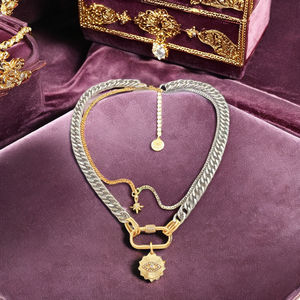 <span class=keywords><strong>Collar</strong></span> con abalorio, joyería coreana, cadena de doble capa, colgante de diamante de cristal, mosquetón, <span class=keywords><strong>Collar</strong></span> chapado en oro para mujer - Product Image 6