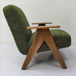 Vintage Style Single <b>Sofa</b> Chair Solid Wood Armchair Ergonomic Living Room Chair - Product Image 2