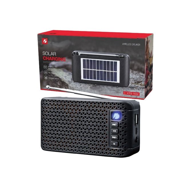 Small Black Wholesale Wireless Blue Tooth Portable Range 1200mAh 5W TWS FM AM Solar Radio Subwoofer Speaker Table