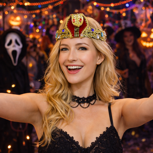 Diadema Egipcia Pafu para Carnavales de Halloween, Ajustable, con Serpiente Dorada, Accesorio para el Cabello de Diosa Serpiente, para Cosplay - Product Image 1