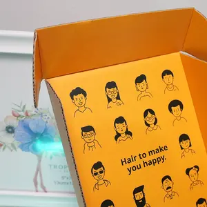 오렌지 컬러 골판지 포장 로고가있는 머리카락 확장 및 가발을위한 인기있는 맞춤형 인쇄 종이 상자