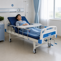 Lit d'hôpital manuel à deux fonctions, lit médical pour soins à domicile avec barre latérale, table de lit et support pour perfusion