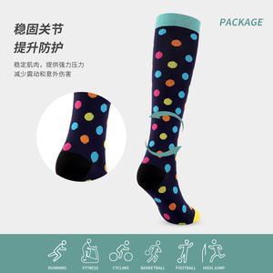 Chaussettes de compression à motif de points, hauteur genou, en nylon, pour course à pied, sports de plein air, jeunes de 18 à 40 ans - Product Image 3