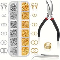 Set combinado de 12 compartimentos de accesorios de joyería electrochapados más vendidos: anillas de unión, anillas cerradas, cierres de langosta y más