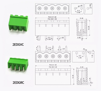 BEIKAIOU 2EDGVC Bornier enfichable 7,62 mm de pas 300 V 10 A, connecteur PCB à broches droites scellées 2-24 broches