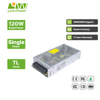 Alimentation industrielle à découpage Lynn TL-120S-24V, sortie simple 24V AC-DC, 5A 120W, efficacité 84%, entrée 90-264VAC 50/60Hz, garantie 5 ans